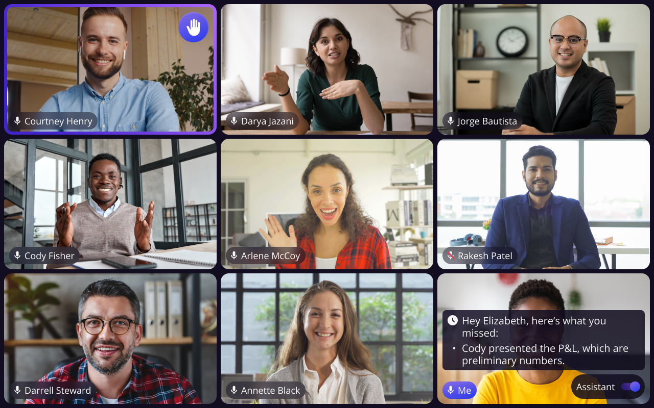 AI Meeting Assistant floating overlay on meeting view